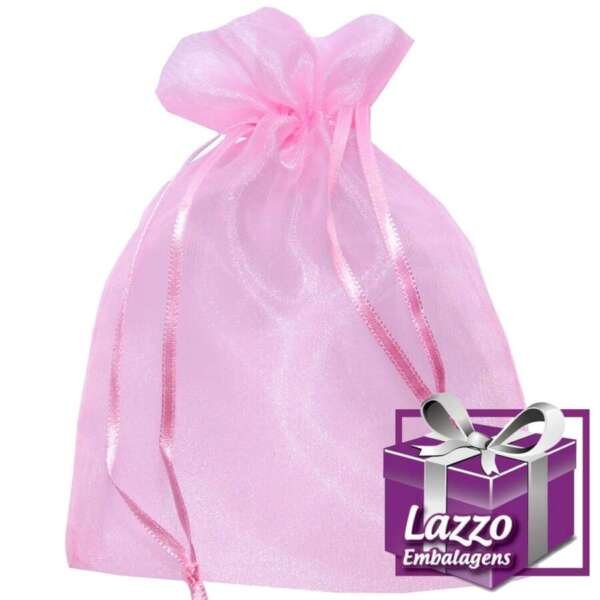 10 Sacos de Organza 10x15cm Rosa