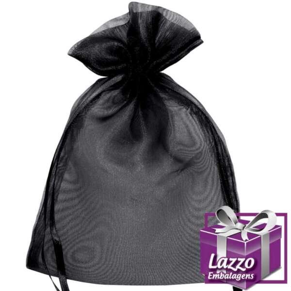 10 Sacos de Organza 20x30cm Preto