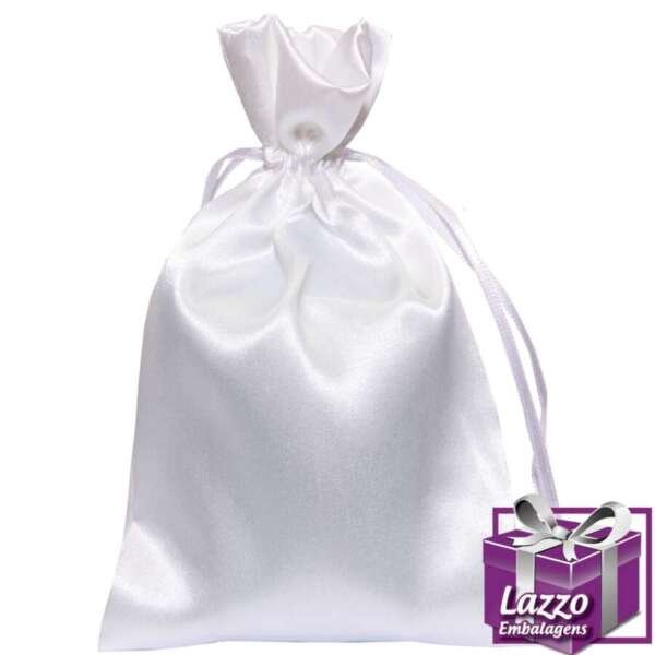 10 Sacos em Cetim Branco